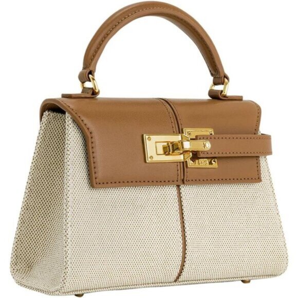 🆕Jw Pei Women Brown Canvas Vegan Leather Elegant Sustainable Top Handle Bag - Picture 2 of 7